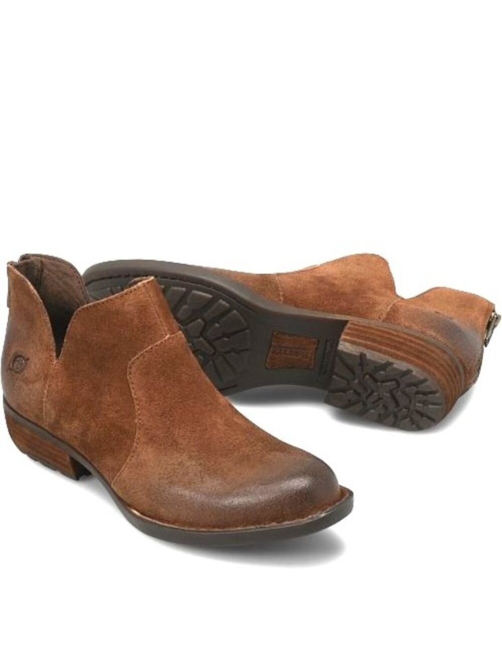Born Womens Kerri Distress Brown Suede Ankle Boots 7.5 Western Cowgirl Leather